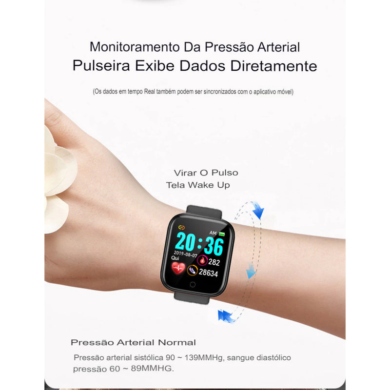 Smartwatch D20 relógio Colocar foto com tela hd y68 bluetooth com lembrete chamada monitor de frequência